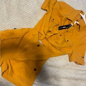 Fashion Nova Golden Button-Up Romper